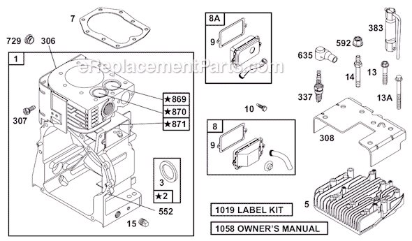 Page A Diagram and Parts List for 19C400SERIES  Briggs and Stratton Engine